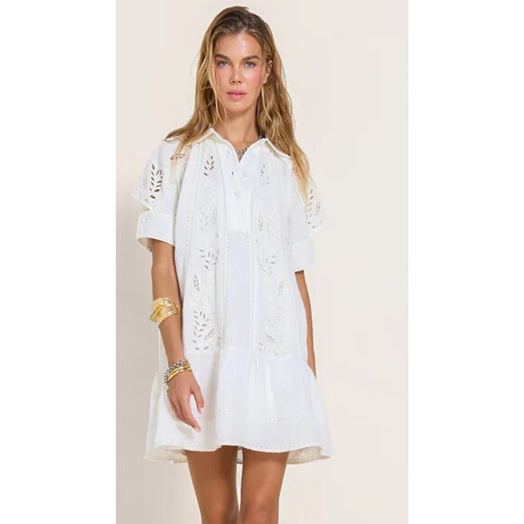 Scarlett Poppies Dresses & Skirts - Scarlett Poppies Linen Blend Cut out Solara Dress Cream Size XL EUC Shirt Dress